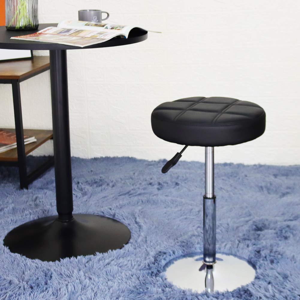 FURWOO Round Cushion Salon Stool Massage Chair Adjustable Swivel Spa Stool for Beauty Nail Home Bar Work Low Bar Chair for Barber Shop Small(Black)