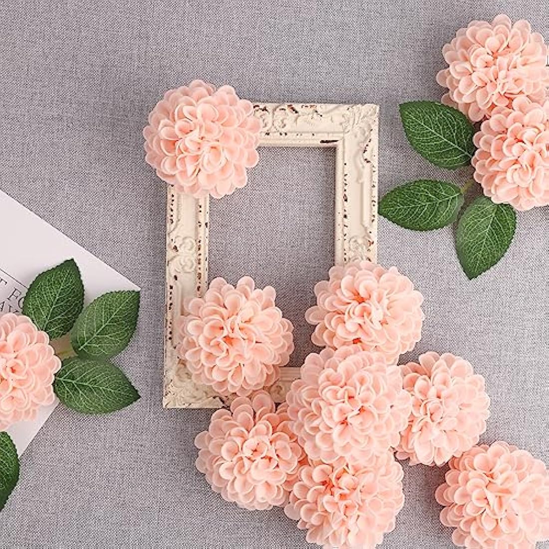 N&T NIETING Artificial Flowers 20pcs Fake Foam Dahlia Flower with Stems, DIY Foam Dahlia Flower for Wedding Cake Bouquets Floral Centerpieces Arrangements Bridal Shower Party Home Decor, Pink