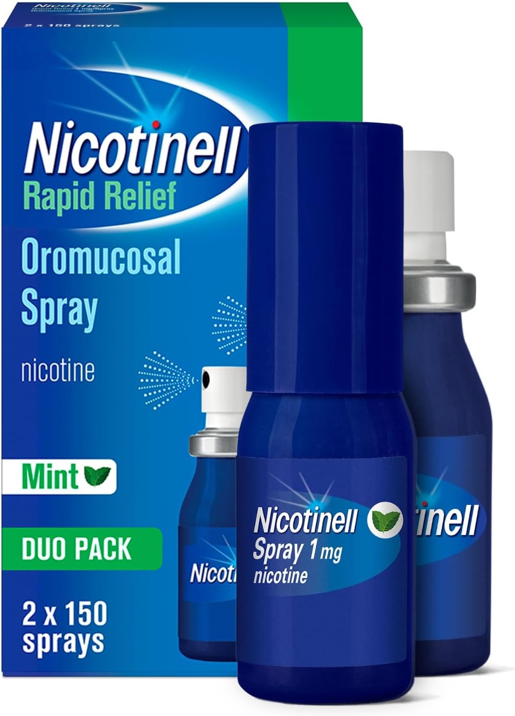 Nicotinell Nicotine 1mg Spray (2X150ml), Expiry date 12/27, ID REQUIRED, New but open, scruffy box