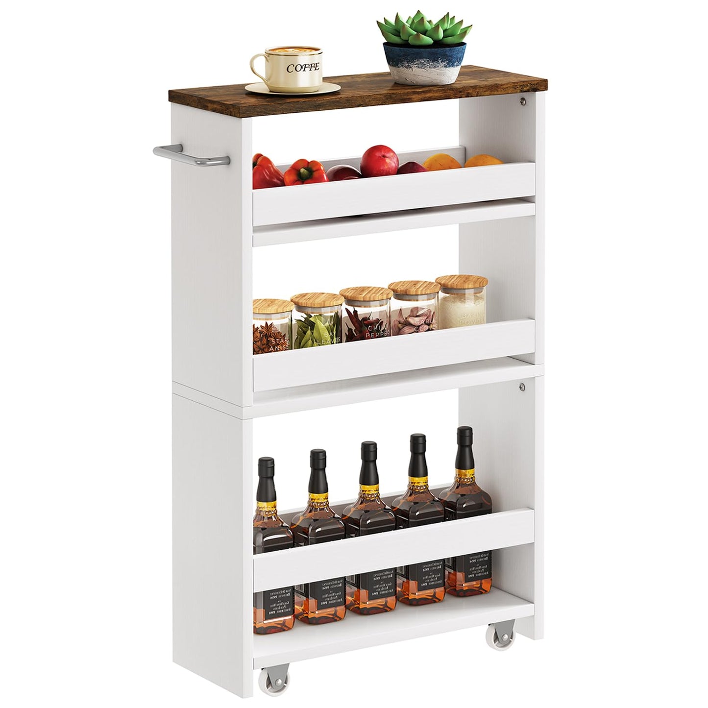 IBUYKE Slim Storage Cart Skinny Rolling Cart Utility Trolley WST005W