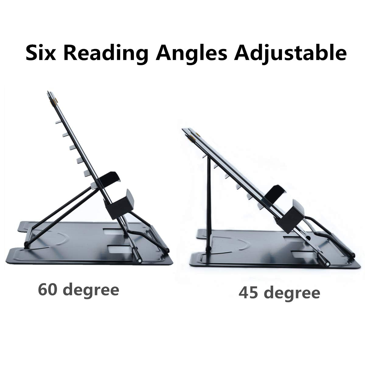 Citmage Desk Book Stand Document Holder Heavy Duty Metal Reading Stand Black for Book Magazine Menu iPad Music Score Speech Draft with 6 Adjustable