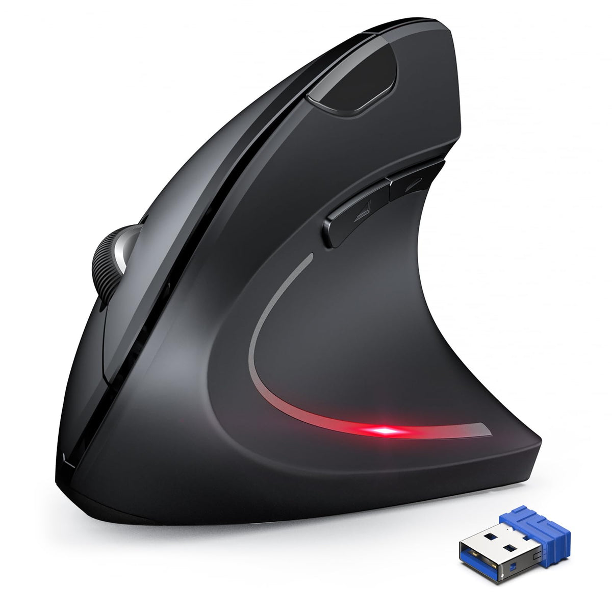 TechRise Ergonomic Mouse, 4800 DPI Wireless Vertical Mouse, 2.4G Optical Computer Mouse with 5 Adjustable DPI, Silent Mouse with 6 Ergo Buttons for