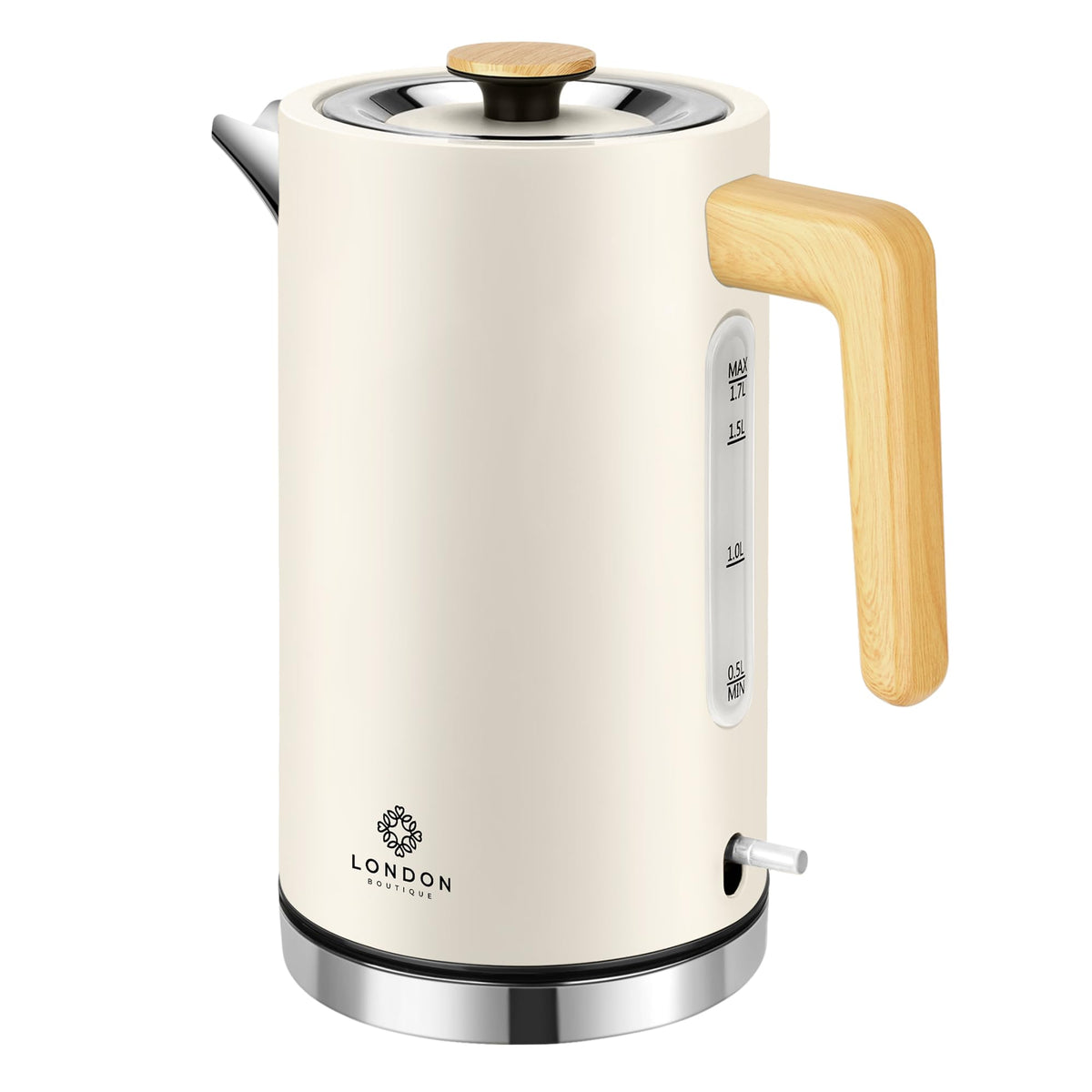 London Boutique Electric Kettle, Stainless Steel kettles Electric, Cordless Fast Boil Electric kettle with Wood Effect, Boil Dry Protection,