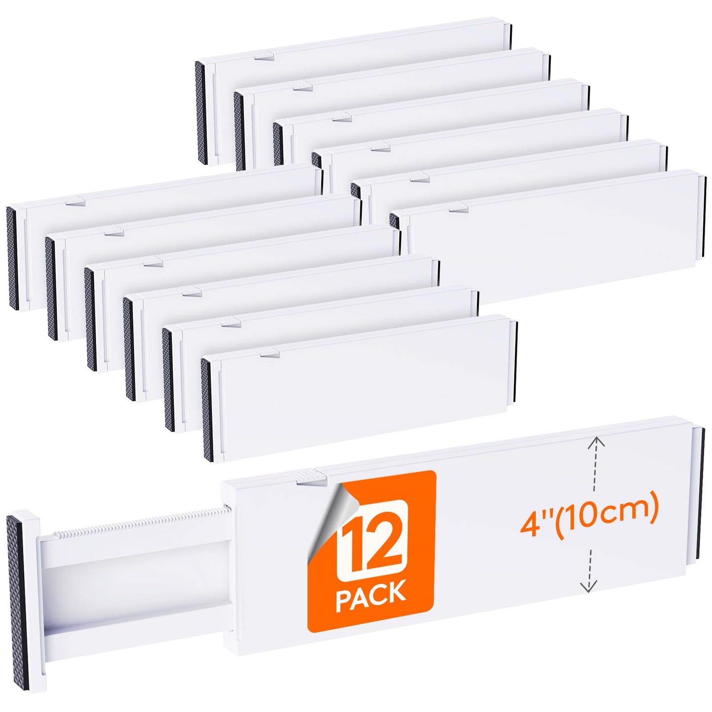 Lifewit 12 Pack Drawer Dividers 4" High, 13.5-22" Adjustable Clothes Organisers, Expandable Dresser Separators in Bedroom/Bathroom/Kitchen/Office