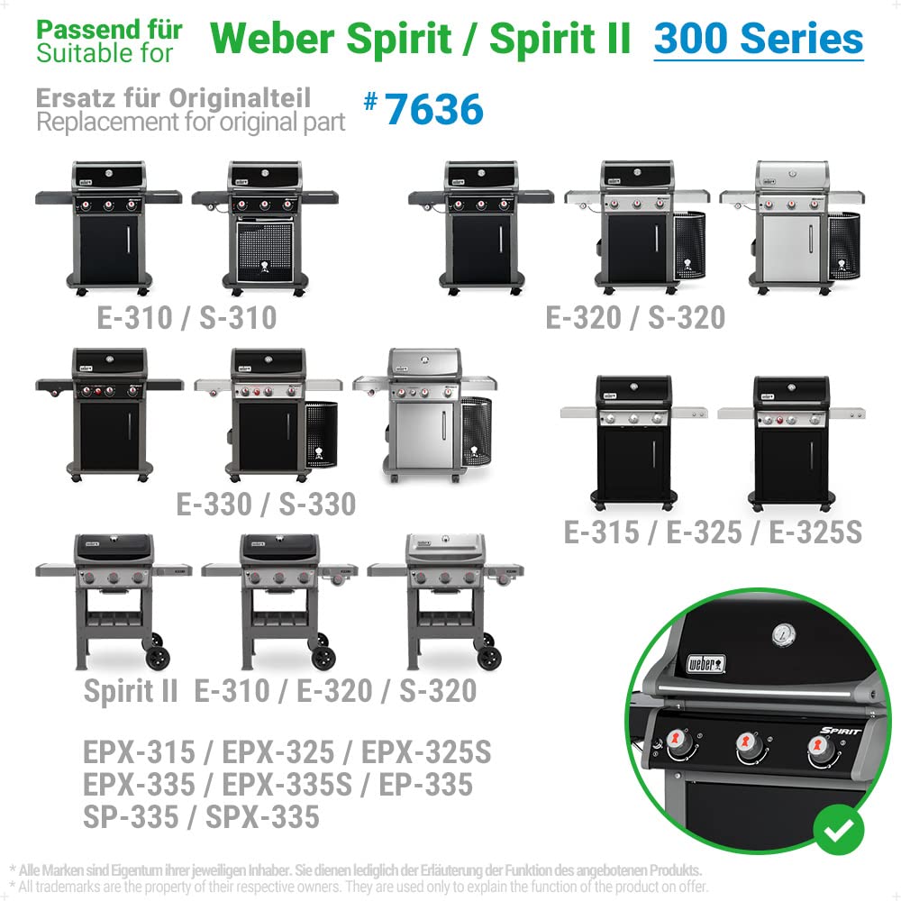 ecooe Stainless Steel Flavorizer Bars for Weber Spirit 300 Series Gas Grill (Front Mounted Control Panel)- 5 Pack?Replaces for Weber 7636