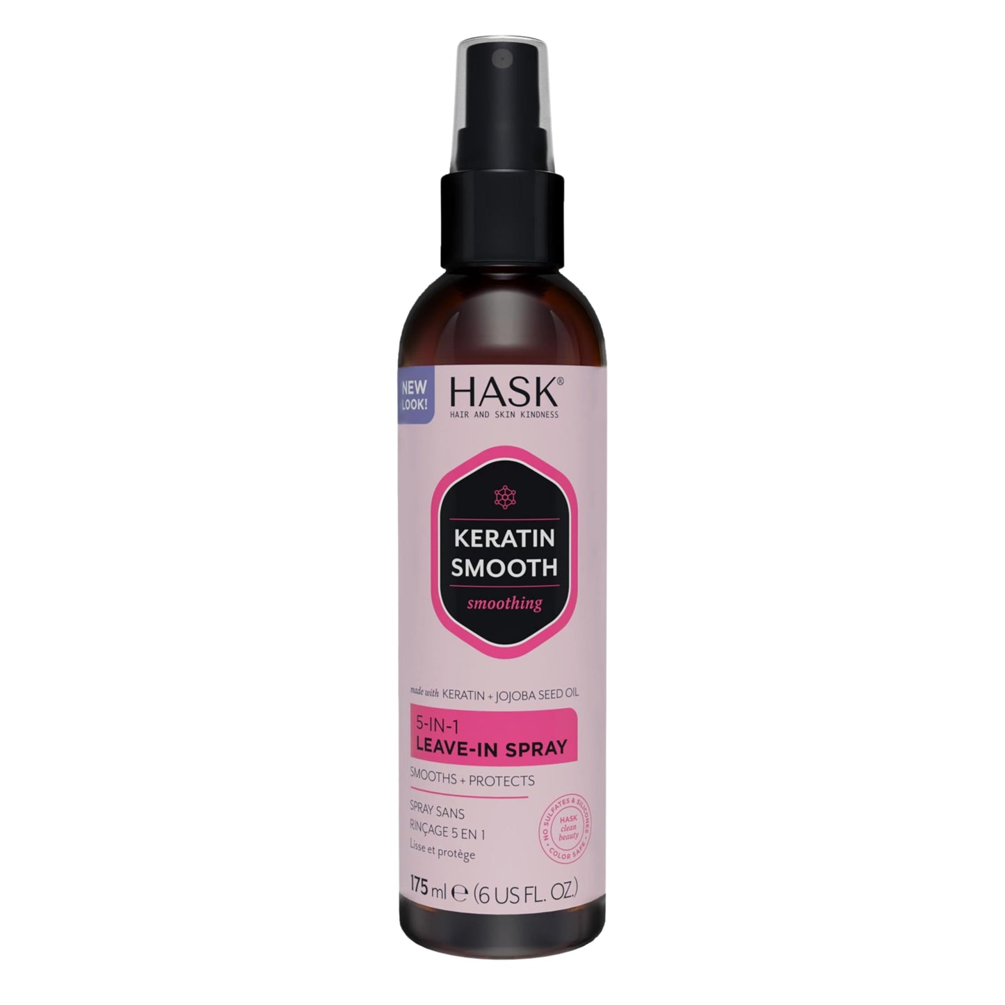 HASK Keratin 5-in-1 Smoothing Leave In Conditioner Spray for all hair types, colour safe, and cruelty-free - 1 175mL Bottle