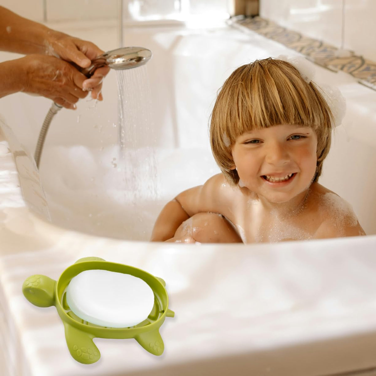 Bojueshaw Cute Turtle Soap Dish,Self Draining Soap Holder,Plastic Soap Saver with Drainage Holes for Bathroom,Kitchen & Shower