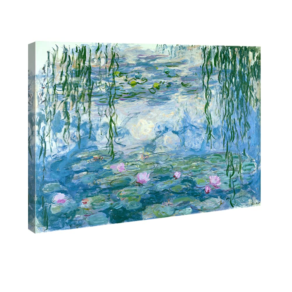 Wieco Art - Water Lilies by Claude Monet Oil Paintings Flowers Reproduction Giclee Canvas Prints Modern Landscape Artwork Picture Printed on Canvas