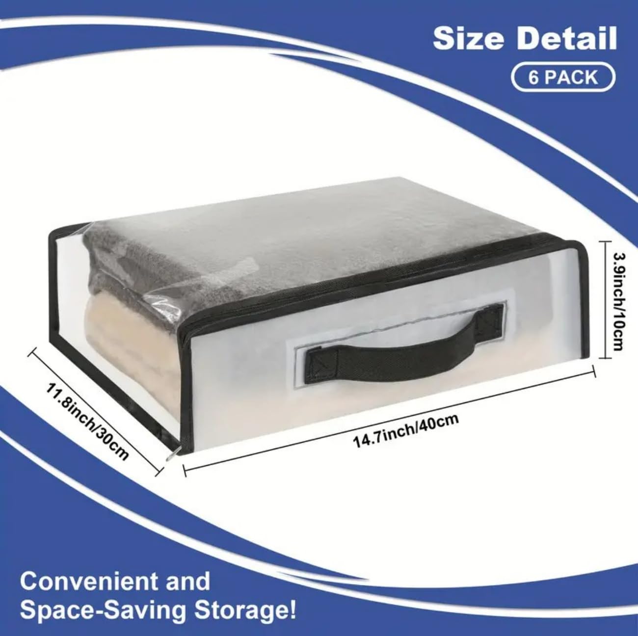 MANTTH Clear Sheet Storage Bags with Zipper 6 Pack, Plastic Sweater Storage Bins for Clothing