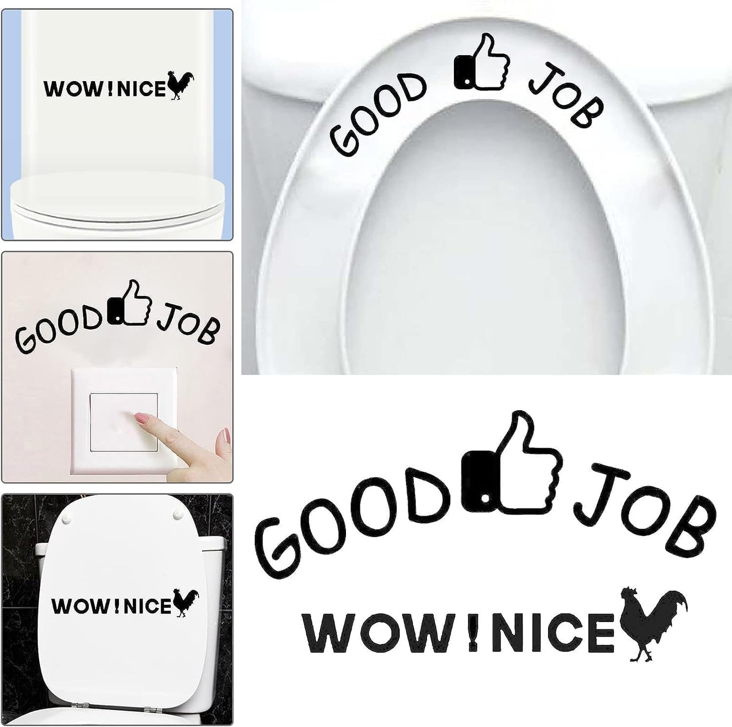 Funny Cock Toilet Stickers, Whoa Nice Toilet Sticker Decal, Waterproof Vinyl Wall Art Sign Decor