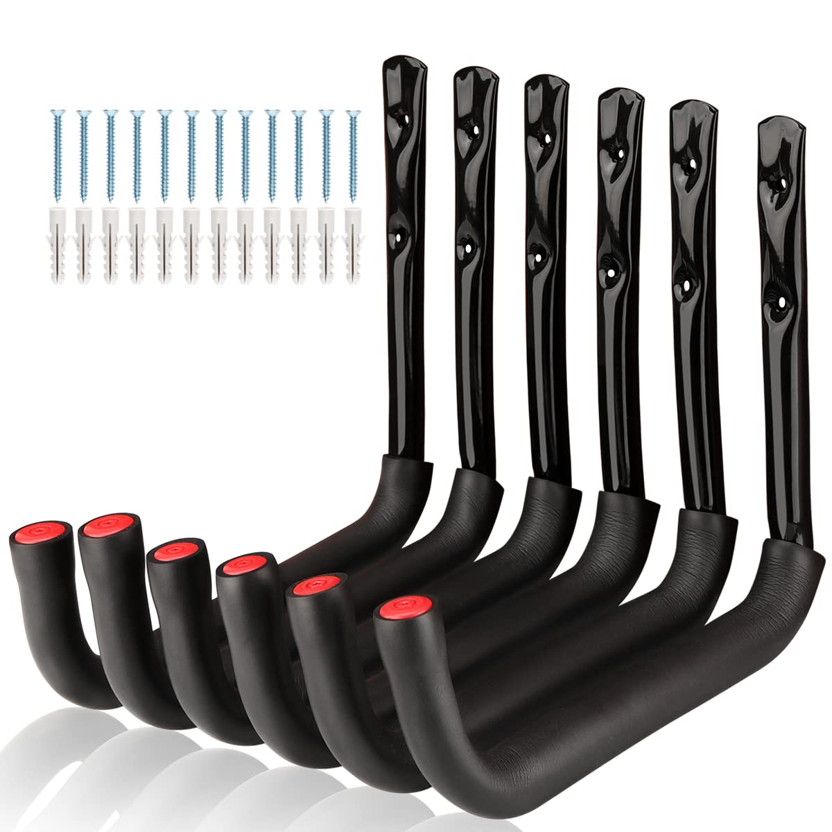 Garage Storage Ladders Hooks, 6 Pcs Heavy Duty Utility Hanger, 25cm Wall Mount Rack Safely Holds 23KG (23cm x 25cm)