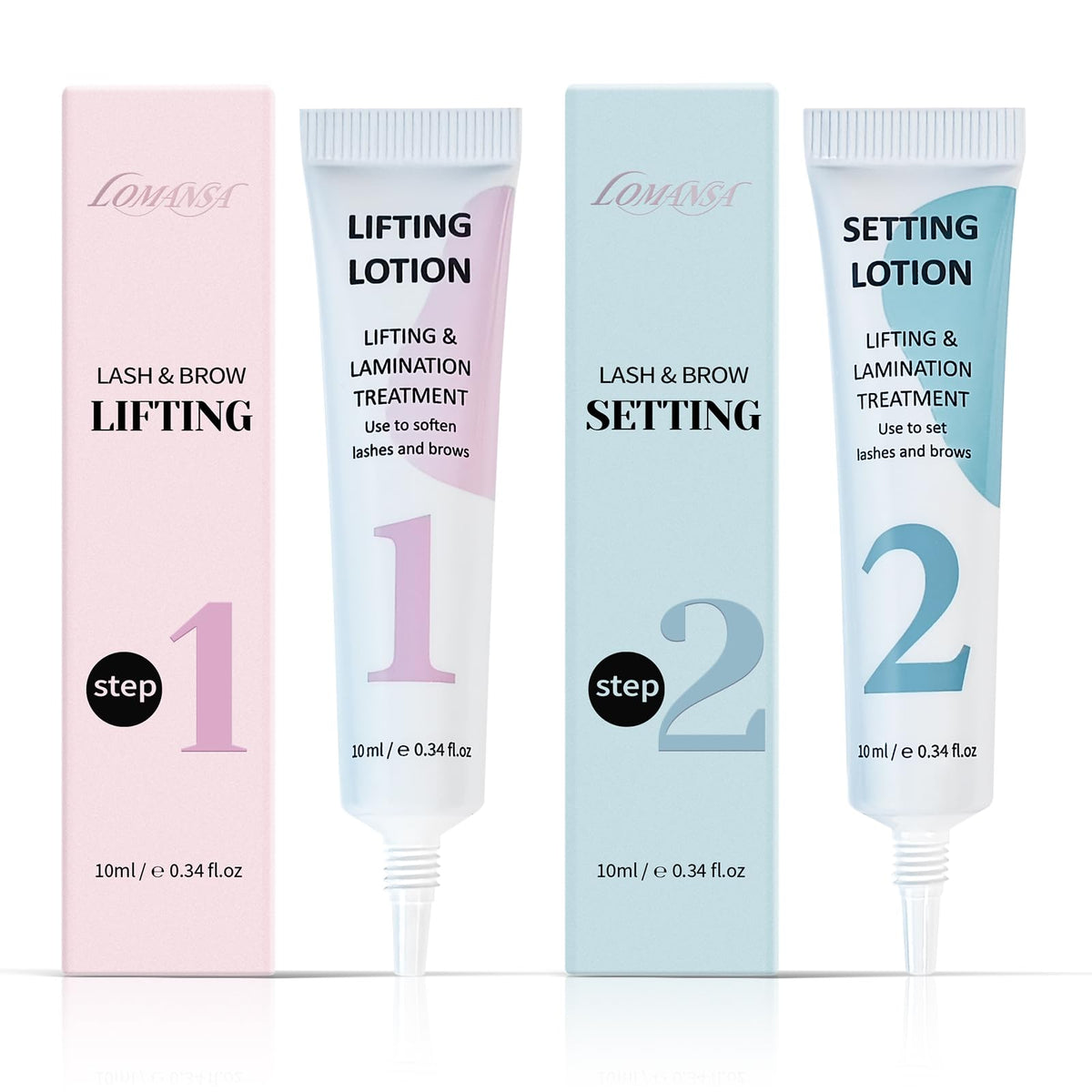 Lomansa Lash Lift Lotion, Lash Lift Kit, Eyelash Perming and Brow Lamination Kit, Easy Squeeze Tube Design, Salon 15 Uses, Up to 6 Weeks Curl