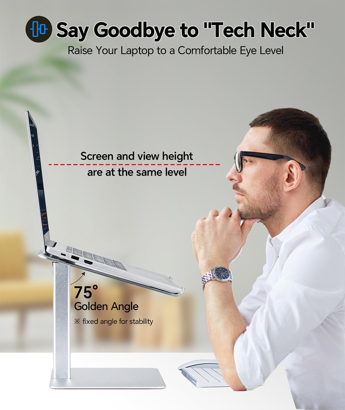 supamir Adjustable Laptop Stand for Desk, DJ Laptop Riser, Standing Desk Converter, Support Working on Computer Sitting/Standing, Compatible with