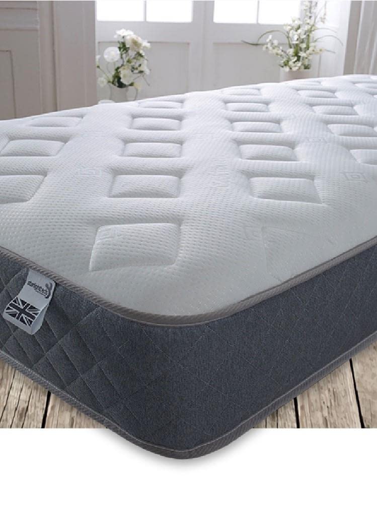 Starlight Beds Essentials Jump n Tac European Single Memory Foam Mattress with Springs. 7.5 Inch Hybrid 90x200 Budget Mattress. Soft, Grey Border (90