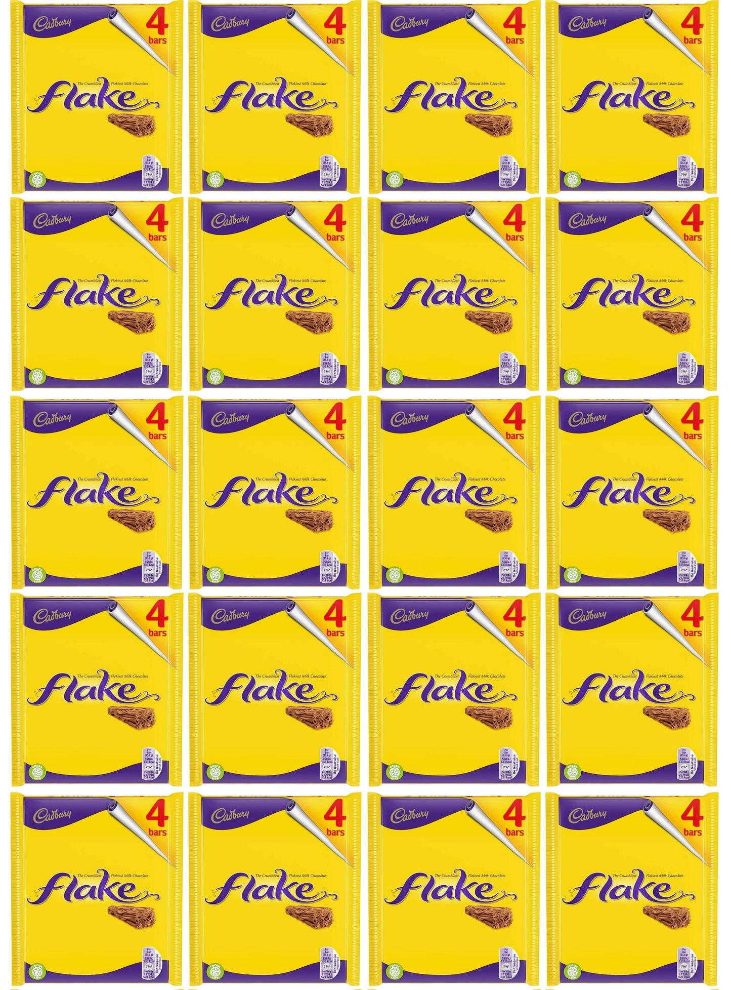 20 x Cadbury Flake Chocolate Bar 4 Pack 80G