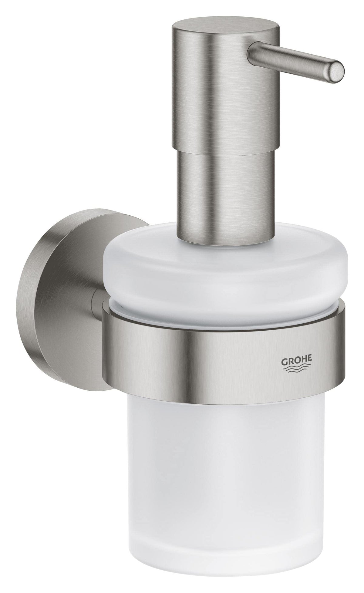 GROHE Start QuickFix Soap Dispenser with Holder (Metal & Glass, Filling Quantity 160 ml, Concealed Fastening, Including Screws and Dowels, Easy to Fit