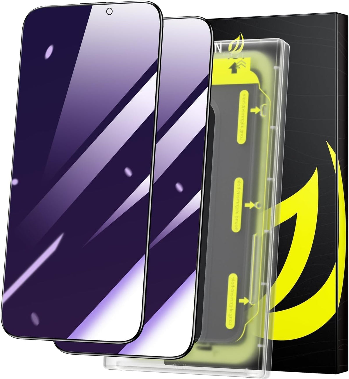 WSKEN for iPhone 15 /iPhone 16 Screen Protector - [Anti-Blue Light] [28? Privacy] [Auto Dust-Remove]Full Coverage 9H Tempered Glass Film,Anti