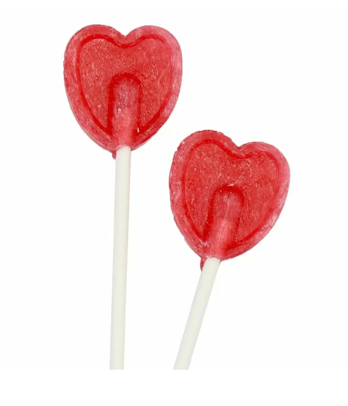Cherry Heart Lollipops 5.2g - Cherry Flavoured Sweet Candy Lollies, Ideal For Weddings, Valentines Day & Party Bag Fillers (50 Pack)