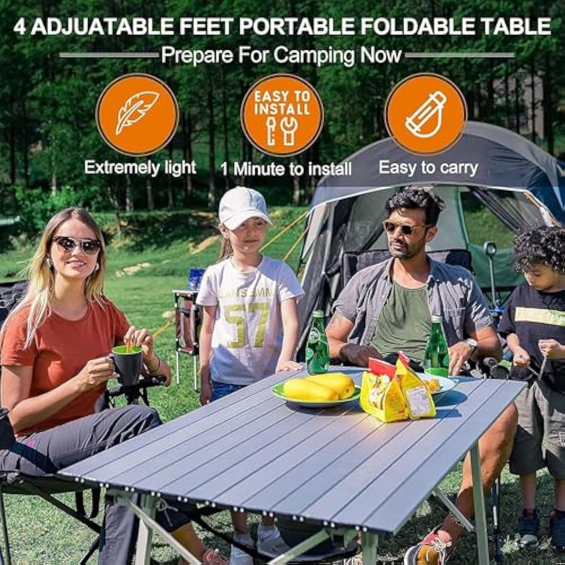 Portal Camping Tables That Fold up Picnic Table Folding Portable with Height Adjustable Legs Collapsible Table 3ft Aluminium Rollup Outdoor Table Lightweight Foldable for Beach Fishing Garden BBQ