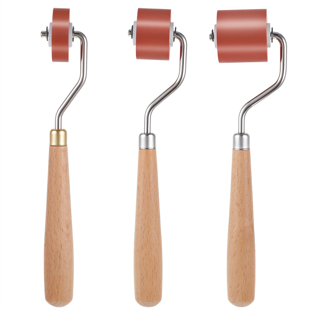 3pcs Rubber Brayer Rollers,Brayer Ink Roller with Comfort Grip,Brayer Rollers for Crafting,Printing,Printmaking