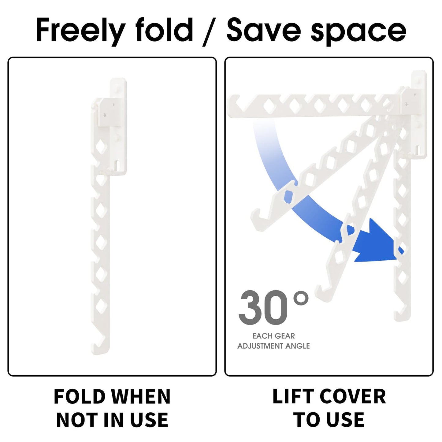 dancrul Wall Mounted Clothes Drying Rack,Wall Clothes Hanger Hook for Laundry Room,Over The Door Clothes Hanger Foldable,Wall Clothes Rack