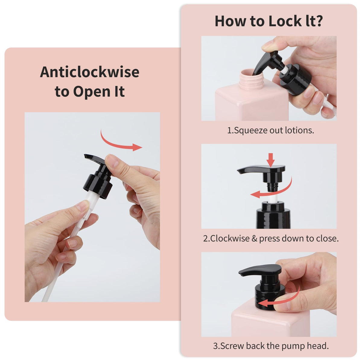 Segus Hand Soap Dispenser, 3 Pieces 500ml Soap Dispenser Kitchen, Empty Shampoo Bottles, Shower Dispensers with Labels
