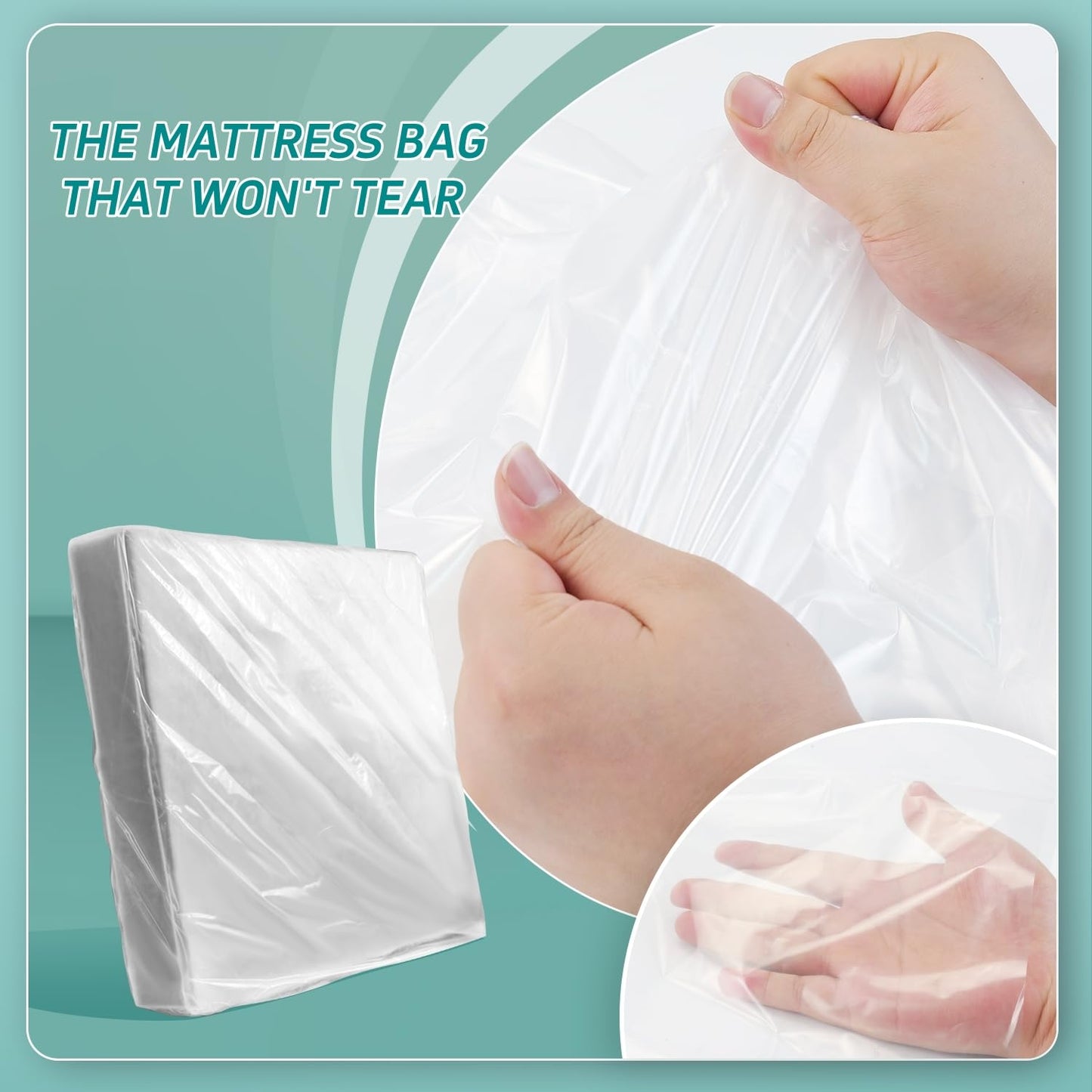 Double Mattress Bag for Moving and Storage,Mattress Protector Storage Bag,Waterproof Mattress Storage Bag,Heavy Duty, Reusable, Tearproof (Super King)