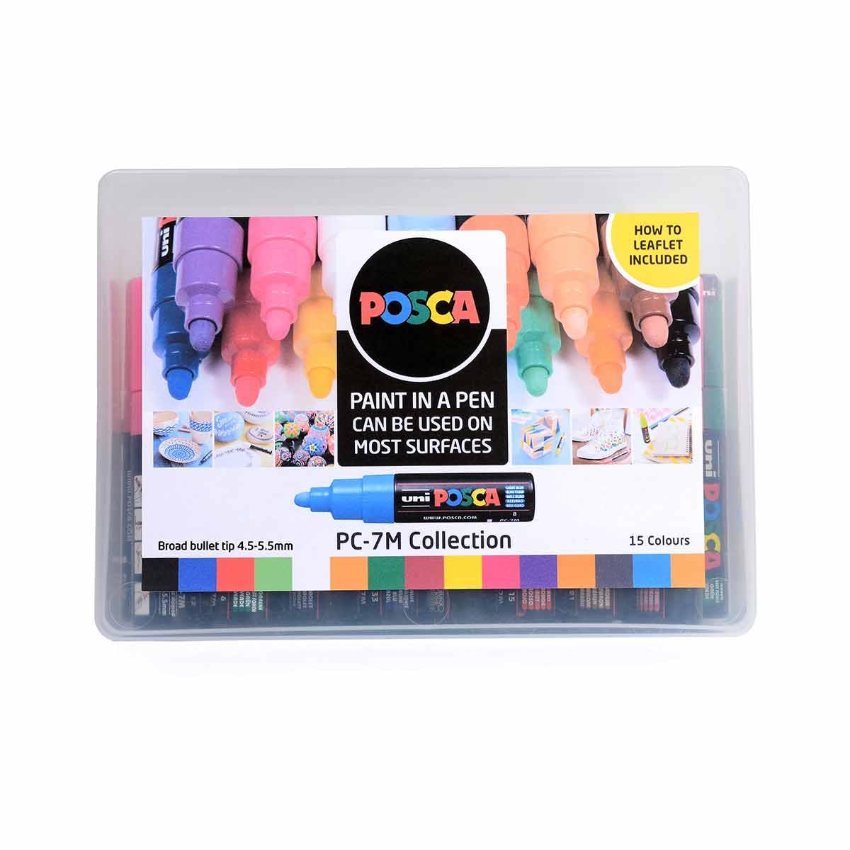 POSCA PC-7M Permanent Marker Paint Pens. Broad Bullet Tip for Art & Crafts. Multi Surface Use On Wood Metal Paper Canvas Cardboard Glass Fabric