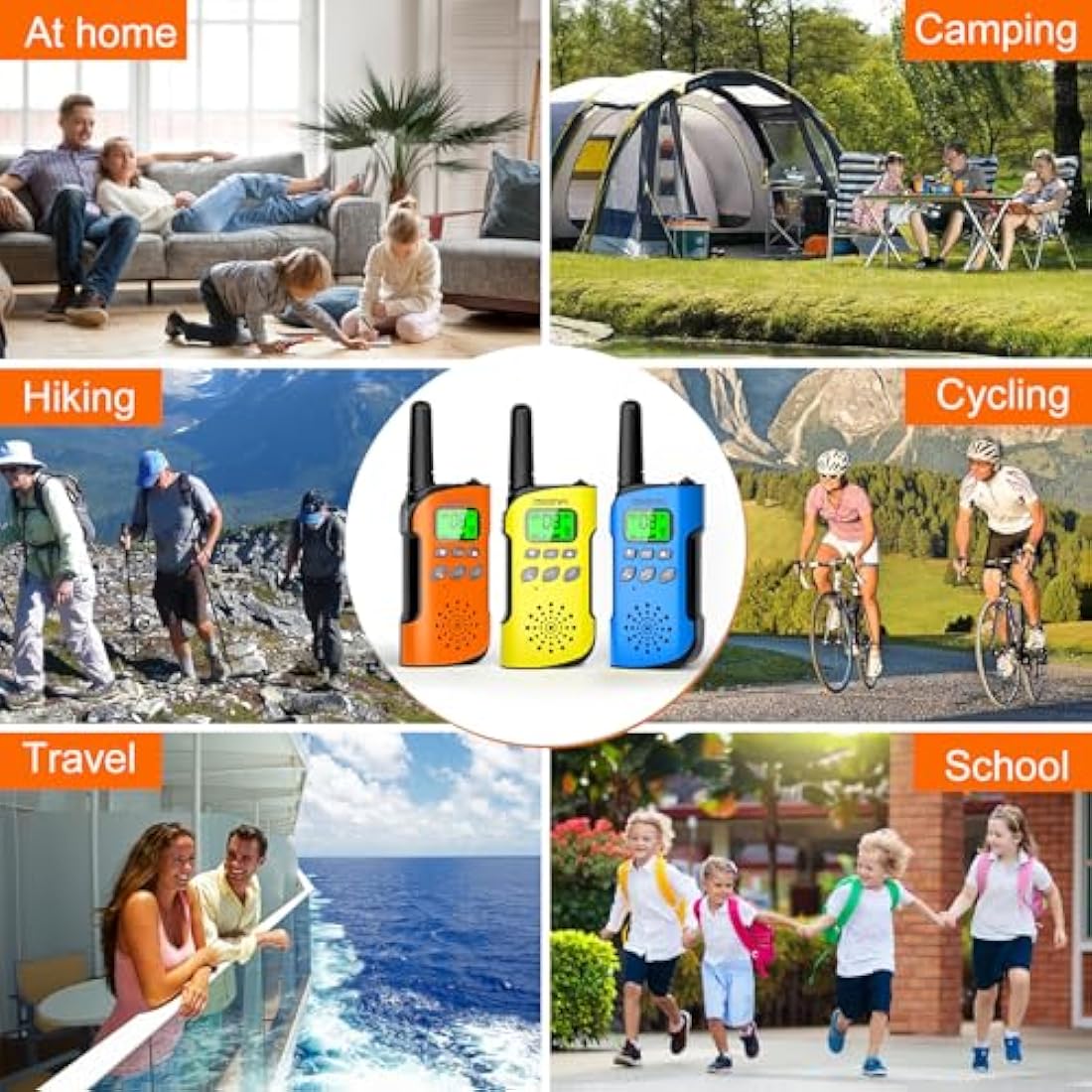 AWANFI Walkie Talkies for Kids Rechargeable, 3 Pack Walkie Talkie with 1000mAh Battery, Long Range Walky Talky with Flashlight, VOX, USB-C Cable, for Outdoor Camping, Kids Toy for 3-12 Years Old