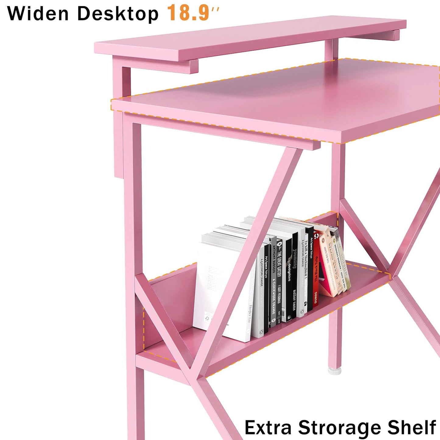 COTUBLR 70 x 48 cm Desk, Small Computer Desk for Small Spaces, Gaming Desk with Adjustable Monitor Stand, Modern Simple Style Compact Desk