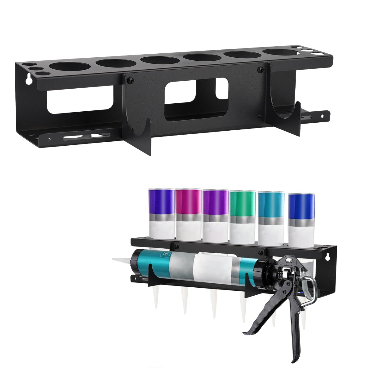 CMANLNYK Silicone Tube Holder Storage - 6 Hole Mastic Caulk Gun Rack, Sealant Tube Holder, Wall Mounted Silicone Tube Storage Solutions, Caulking