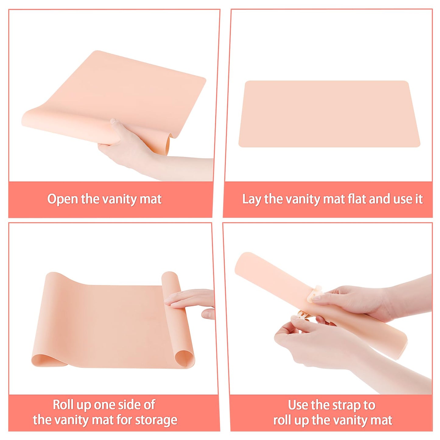 Silicone Dressing Table Mat Protector for Makeup, 55x30cm, Baby Pink