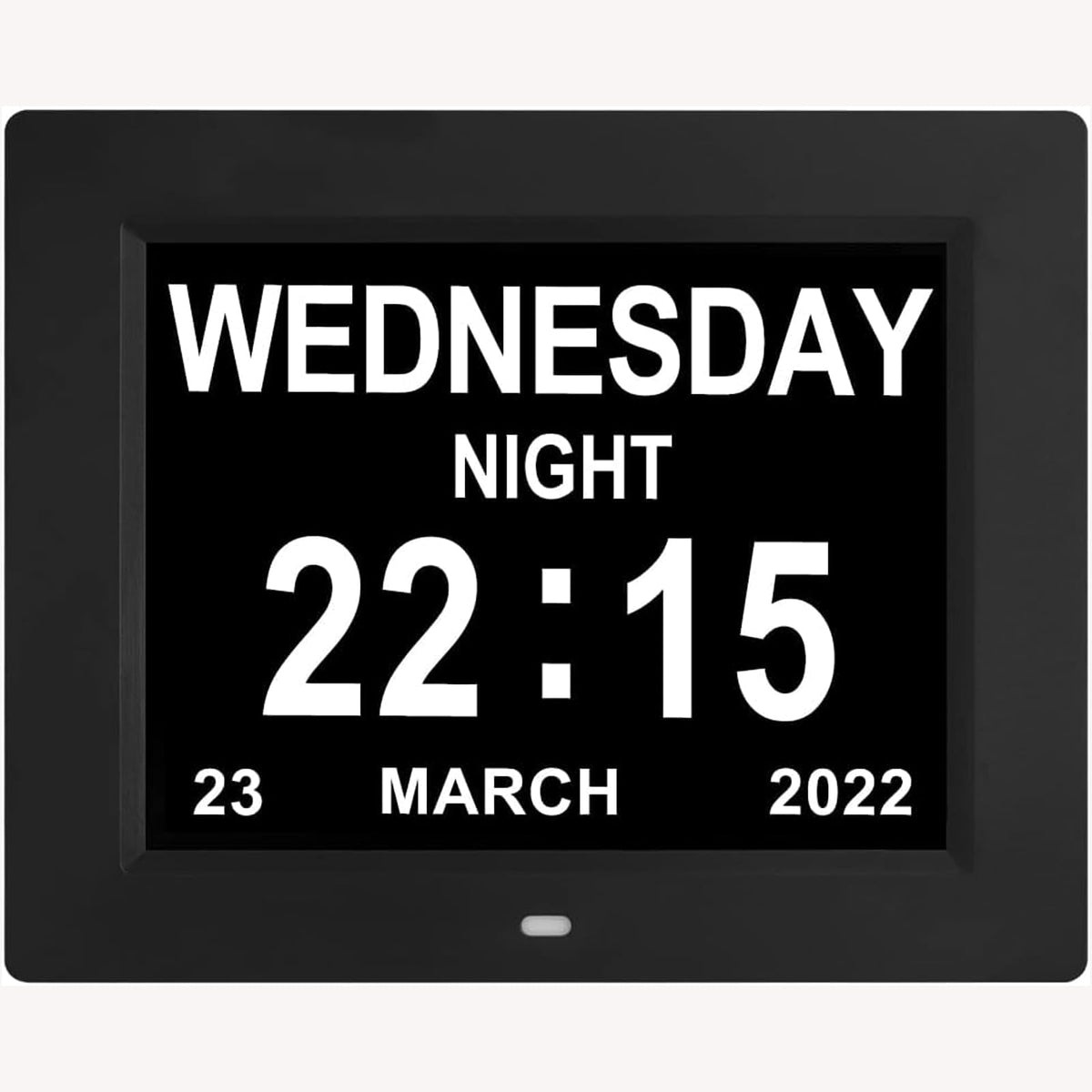 Yuanzeco Alarm Clock With Day And Date For Elderly 3Displays Digital Calendar Day Clock Photo Frame- Auto Dimmable Display 15 Alarm Options, Day Clock