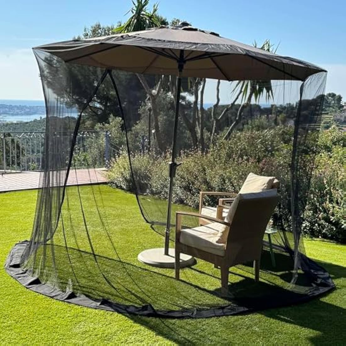 Mosquito Net for Umbrella 11 FT | Large Sizes & Fabric Designed for Outdoors | Insect House Screen Netting for Patio, Porch & Garden Terrace | Outside Canopy Bug & Fly Protection Enclosure