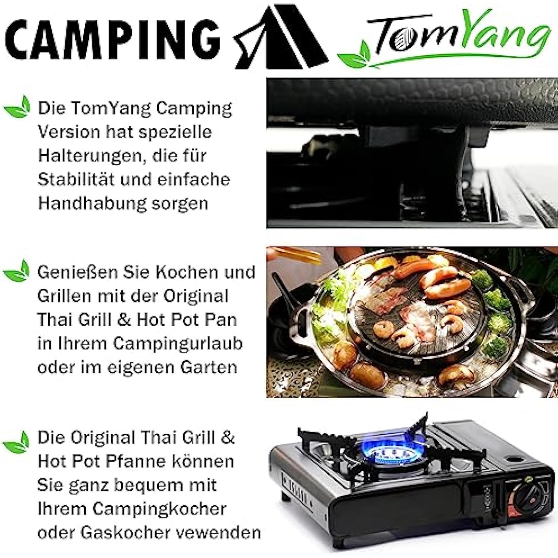 TomYang BBQ Camping Pan - The Original Thai Grill & Hot Pot, Korean BBQ Grill, Mookata Thai Hot Pot