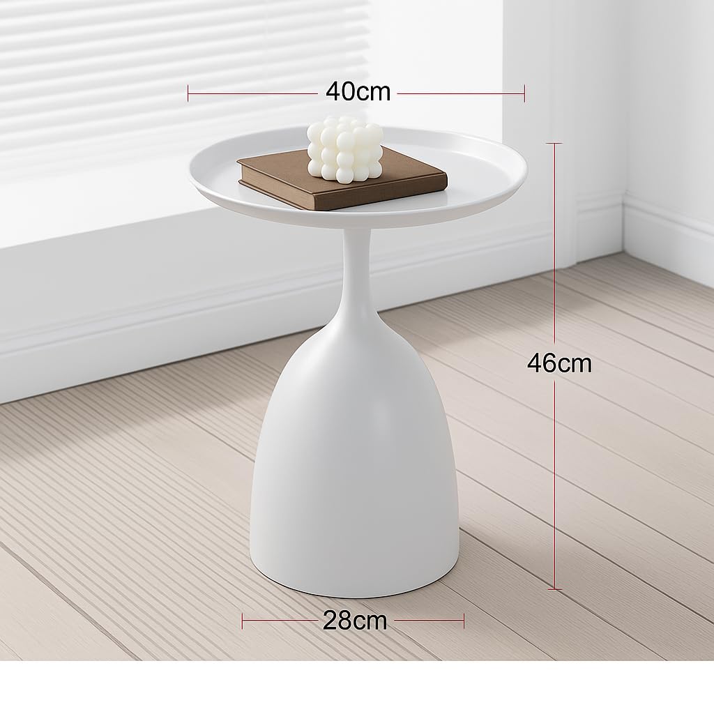 ClockUniverse White Side Tables Set of 2 – Modern Round Accent Tables, Small Bedside & End Tables for Living Room & Bedroom