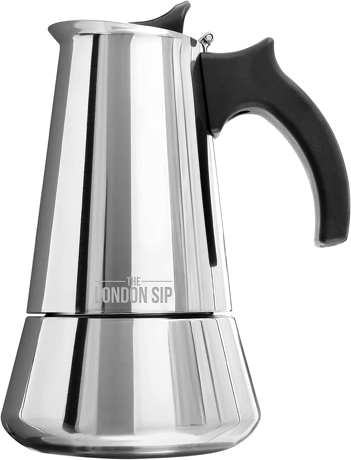 The London Sip Stainless Steel Induction Stovetop Espresso Maker - Make Cafe Quality Italian Style Coffee at Home with This Premium Moka Pot in Modern