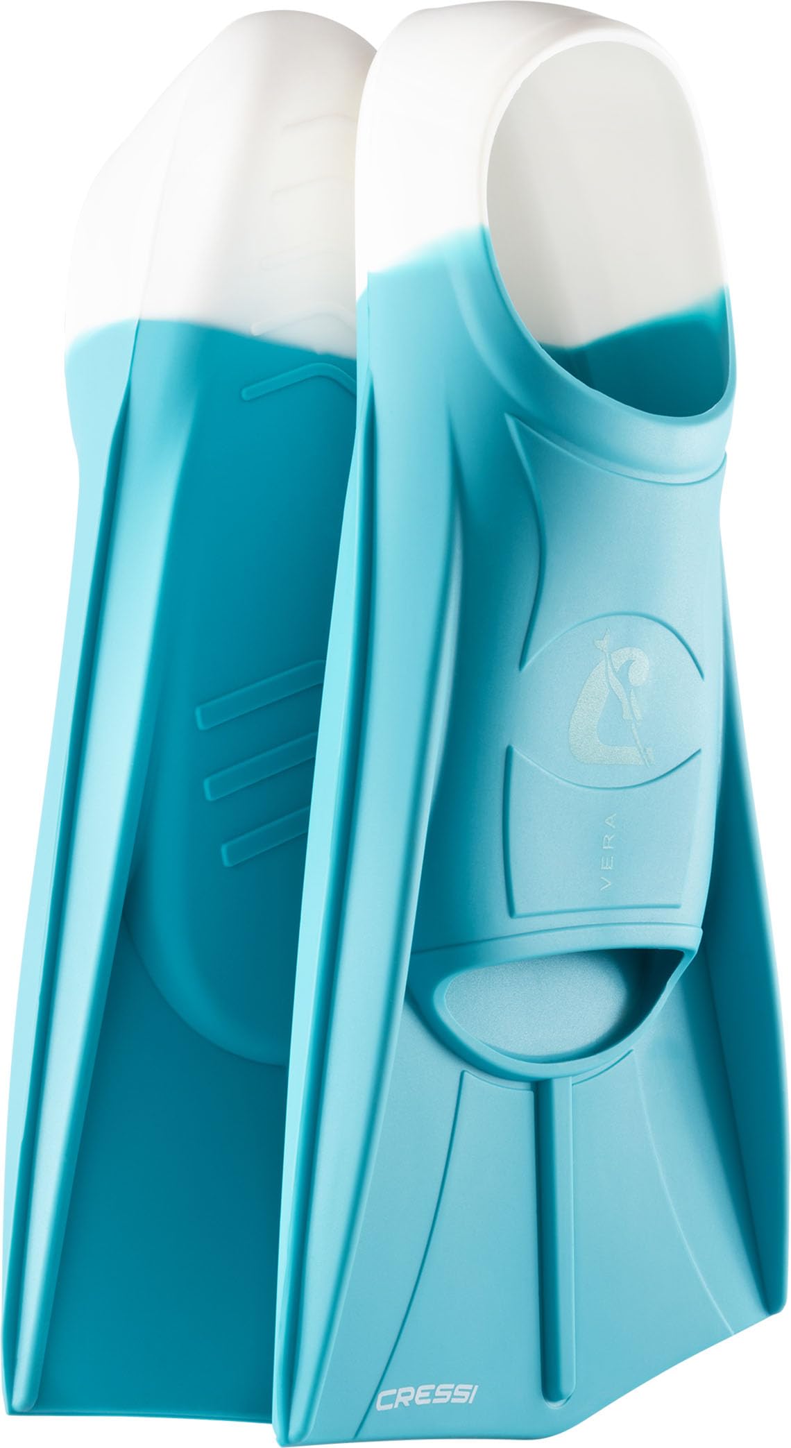 CRESSI Vera Fins Aquamarine/White M-Unisex 100% Silicone Short Fins Closed Shoe Design, for Swimming, Open Water Training, Swimming Pool, Snorkelling,