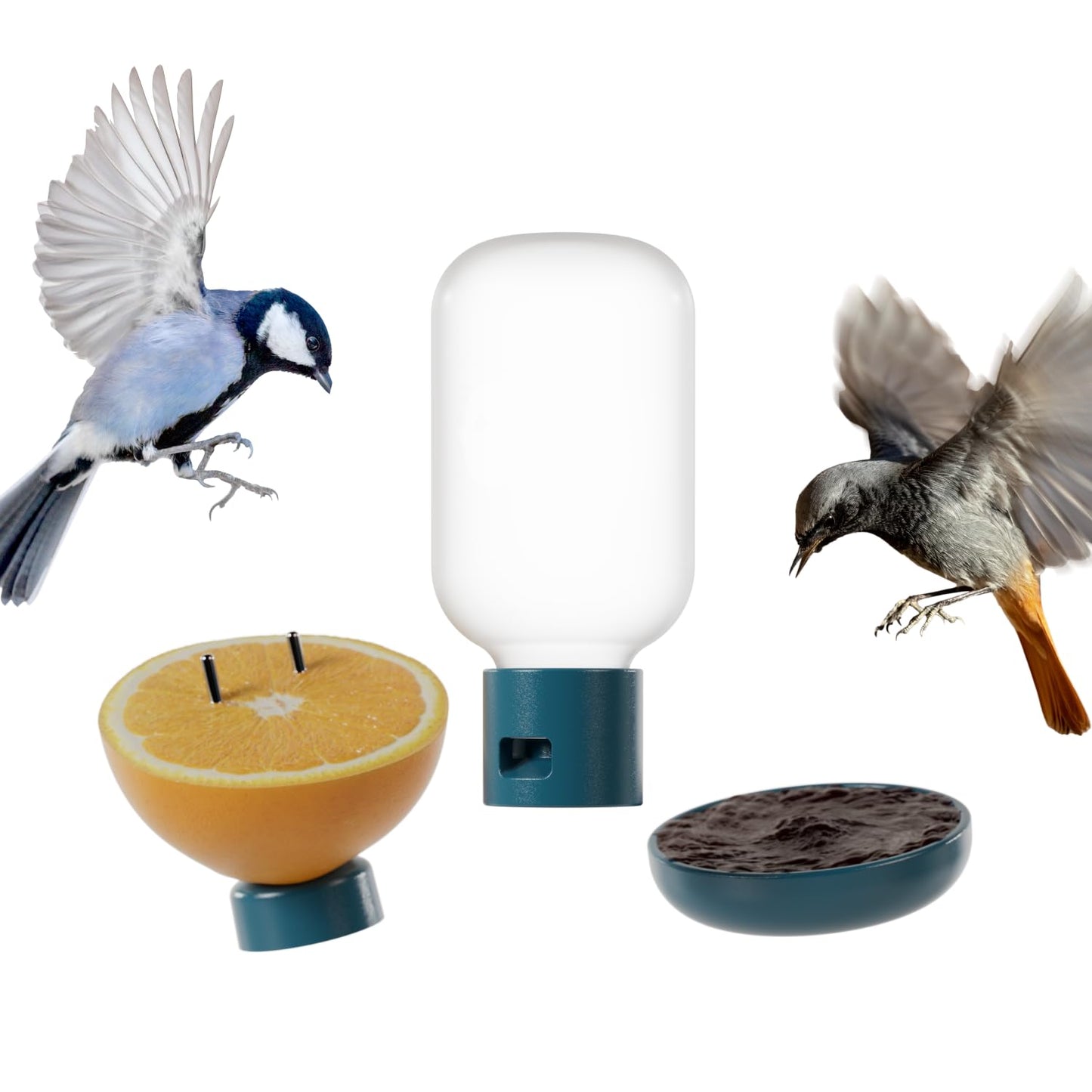 Bird Buddy 3-in-1 Nutrition Set - Outdoor Bird Accessories with Water Fountain, Fruit Spike & Jelly Tray Feeder - Durable, Easy Attachment for Bird