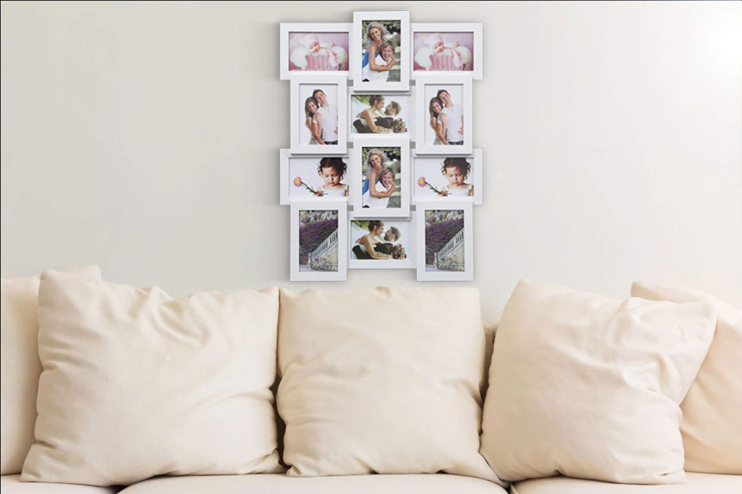 ARPAN Multi Aperture Picture Wooden Photo Frame Holds 12 x 6 x4 Photos, Collage Picture Wall-Mounted Frame (White)