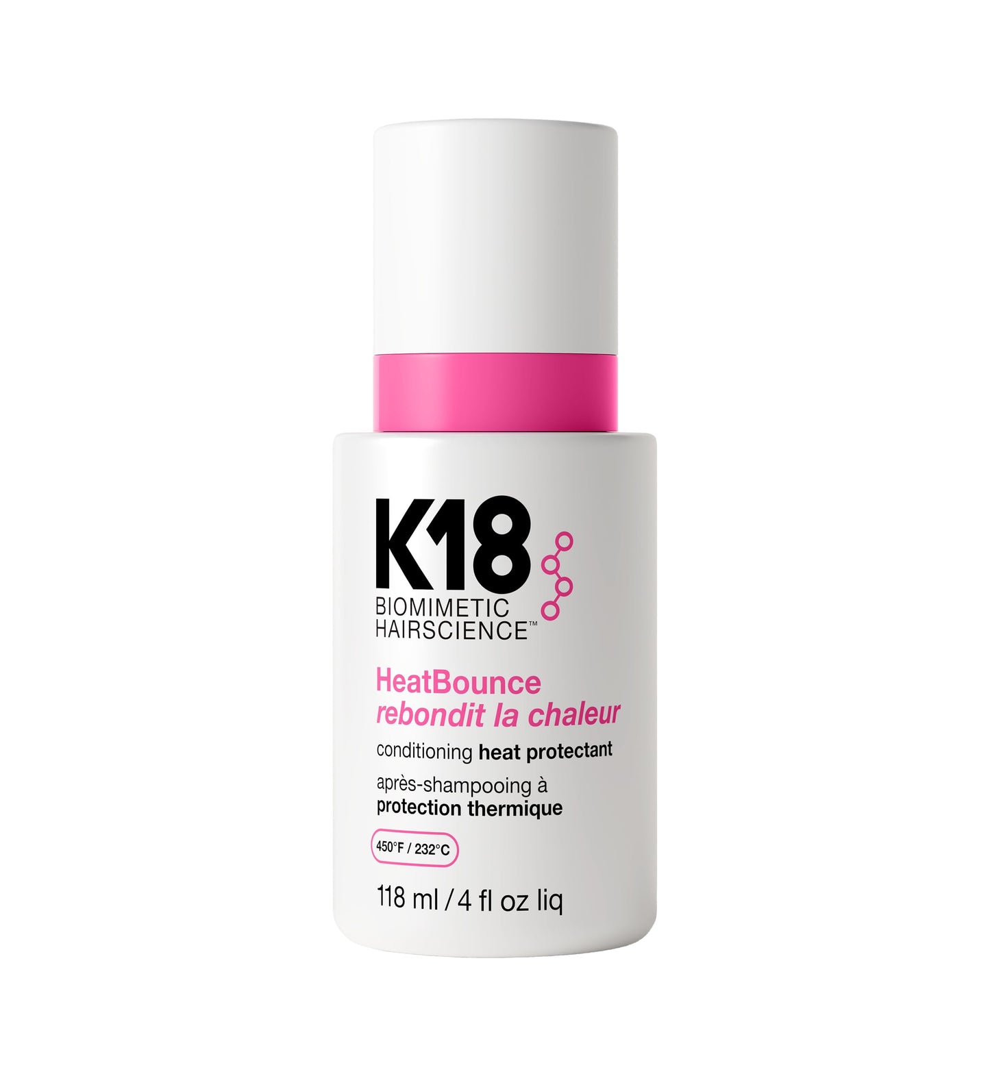 K18 Heatbounce Conditioning Heat Protectant, Leave-In Conditioner, Detangles, Softens & Protects Hair, 118ml