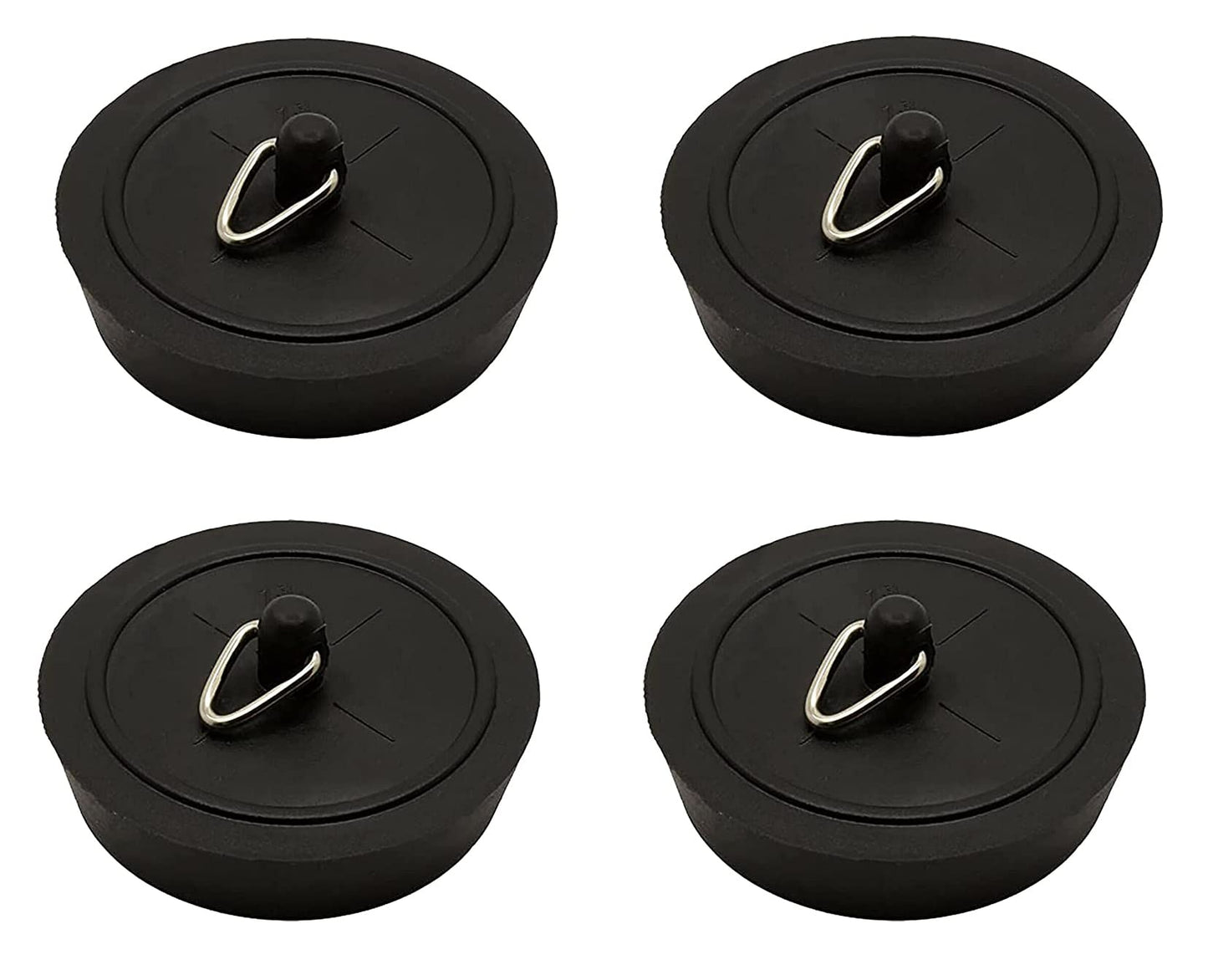 4 x fiXte Replacement Sink Plug Shower Bath Basin Rubber Black 45mm 1 3/4"