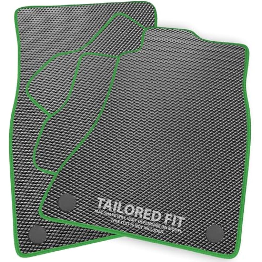 Rubber Car Mats FOR Volvo XC40 2018+ automatic Luxury Diamond Rubber - Green Ribbed Trim [DIAMRUB-2251]