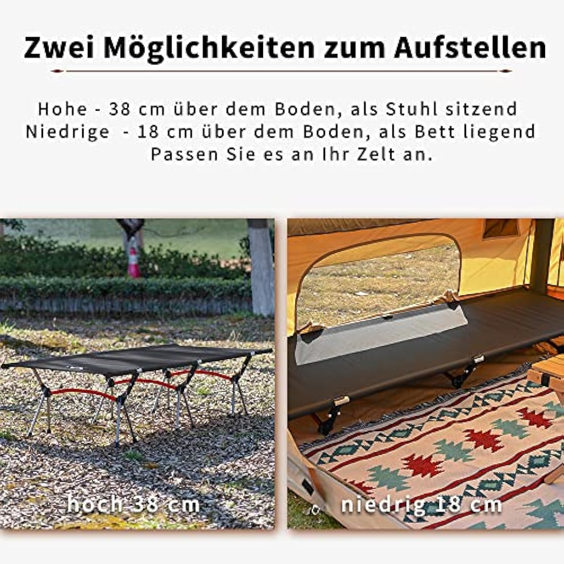 TOMOUNT Camp Bed, Lightweight Camping Lounger, Aluminium Alloy, Compact Camping Bed, Travel Cot for Balcony, Garden, Camping, Outdoor Hiking