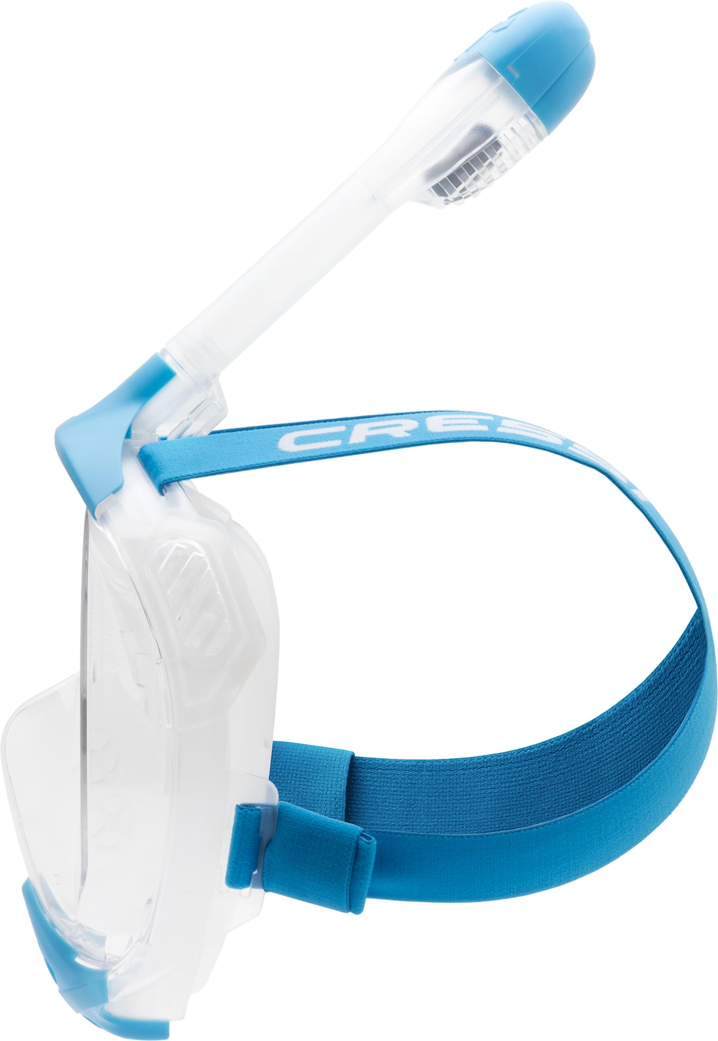 CRESSI Java Full Face Mask Clear/Blue S/M-Unisex Full Face Snorkel Mask, Ultra Clear Anti Fog Lens, 100% Silicone, Snorkel Dry with Safety Valves,