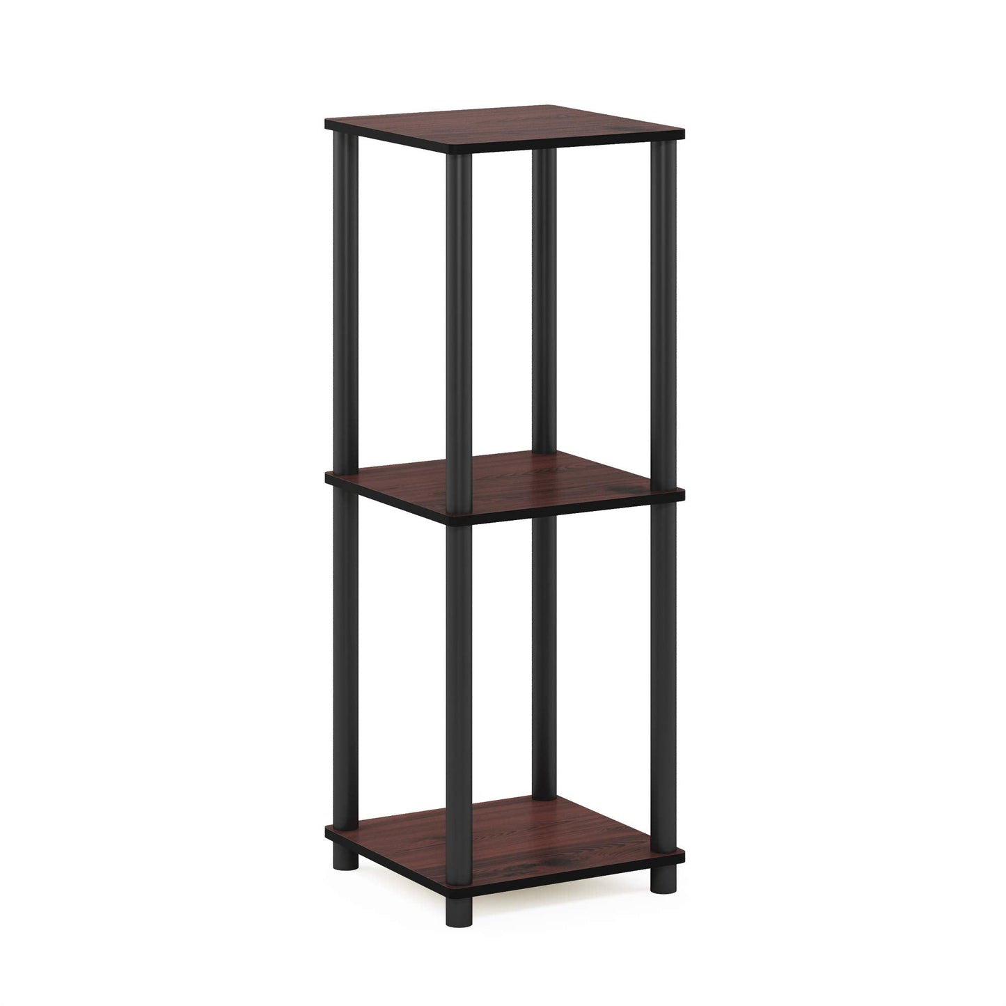 Furinno TURN-N-TUBE Side Table Set of 2, 2-Tier Square Top End Table with Open Shelf, Toolless Stackable Night Stand, Bedside Table, for Living Room