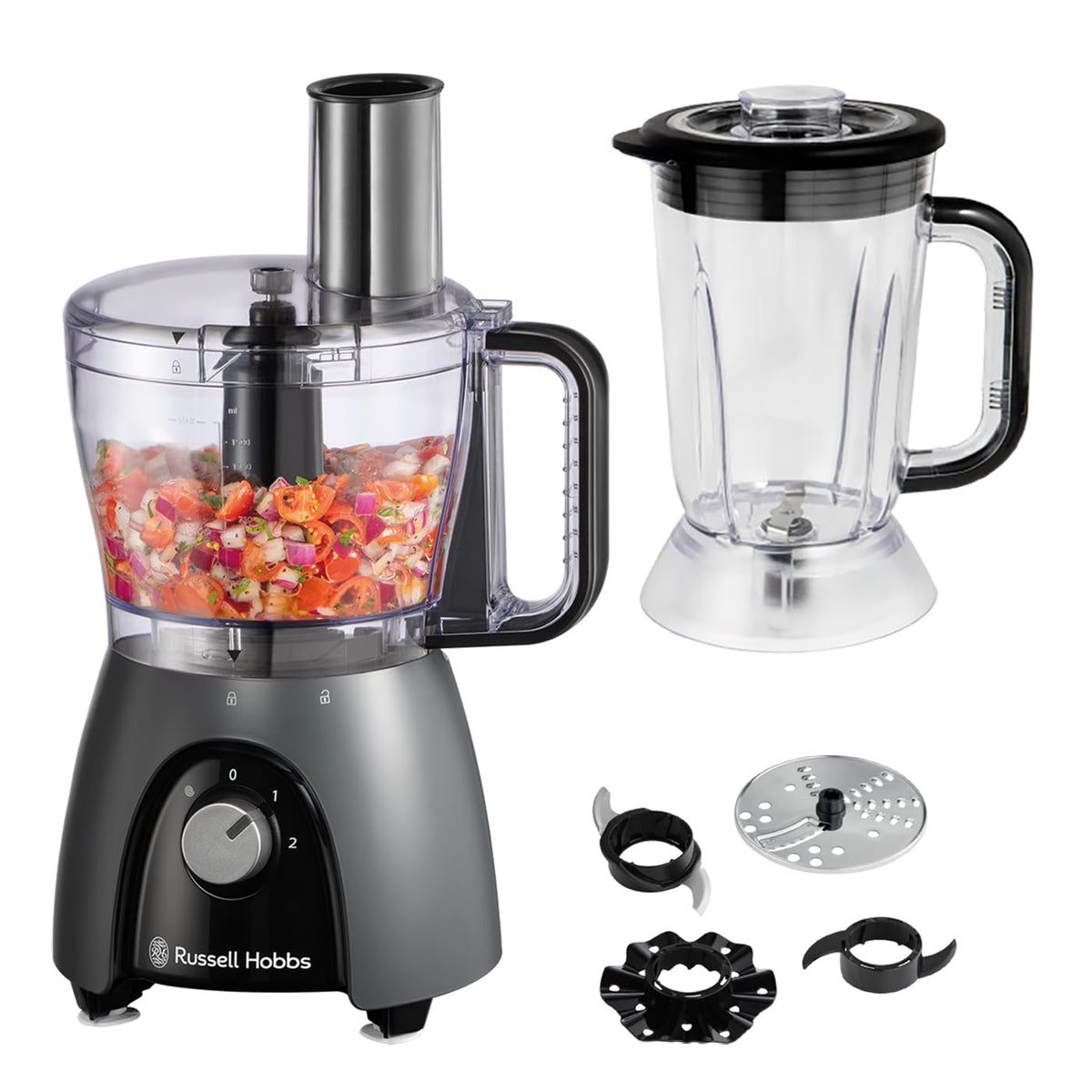 Russell Hobbs Food Processor [Blender/Chopper/Grinder/Vegetable Slicer] Electric Mixer (Kneading, Slicing, Chopping & Shredding, Dishwasher Safe