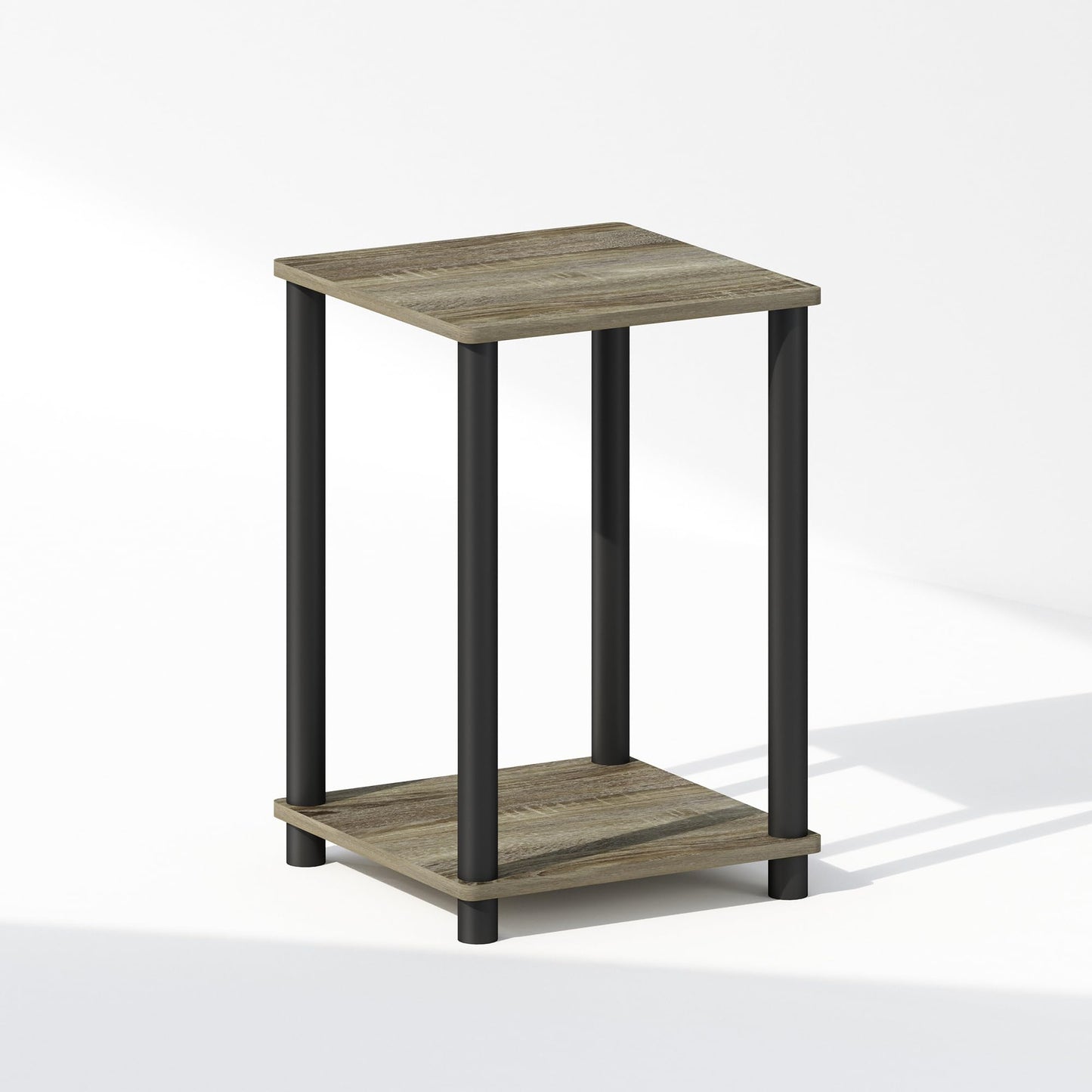 Furinno TURN-N-TUBE Night Stand, 2-Tier Open Shelf Design Nightstand, Toolless Bedside Table, End Table, Side Table, for Bedroom, Living Room