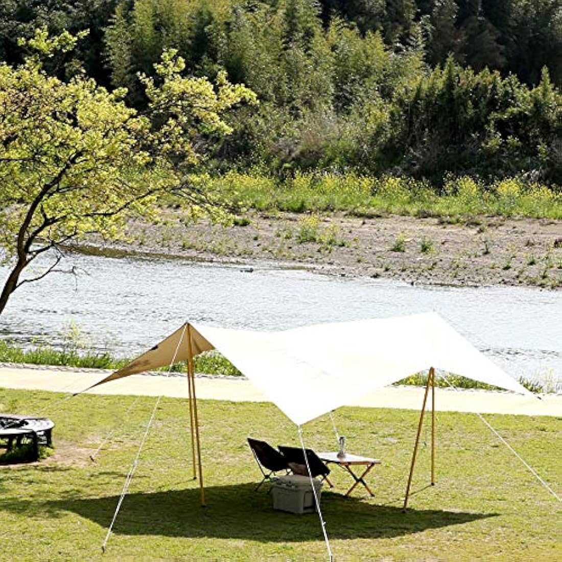 Tatonka Tarp 1 TC (425 x 445 cm) - Waterproof Tarp Made of Cotton Blend Fabric with Excellent UV Stability, Eyelets and Liners - Protects Against Sun, Wind and Rain - Beige