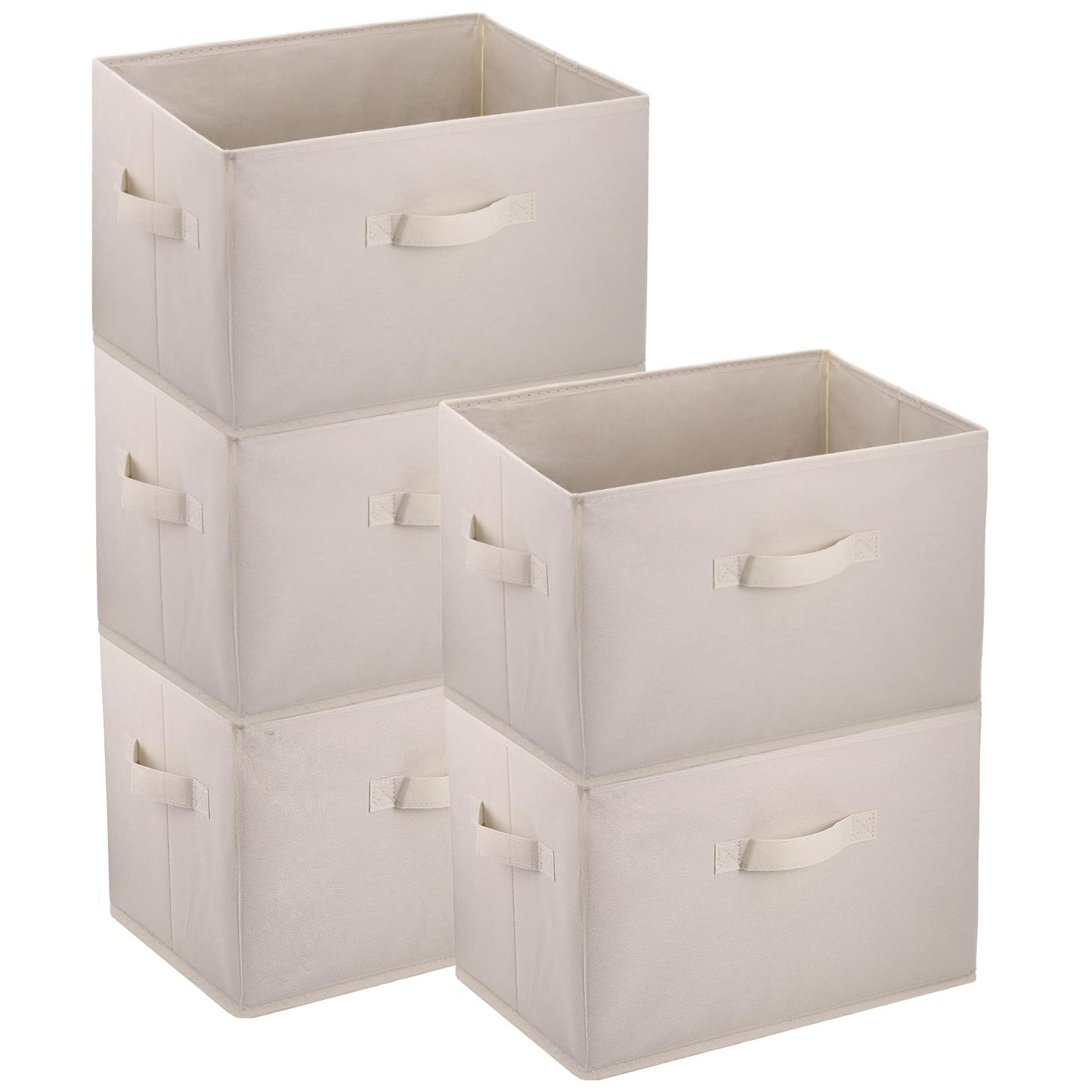 5 Pcs Fabric Storage Boxes, 38×25×25cm Foldable Wardrobe Storage Organiser